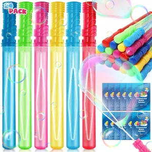 24 Pack 15'' Bubble Wands in 6 Colors, Big Bubble Wands with 24 Bubble Refill Solutions, Bubbles Party Favors for Easter, Birthday, Wedding, Carnival Prizes, Summer Outdoor Indoor Toys, Easter Bubbles