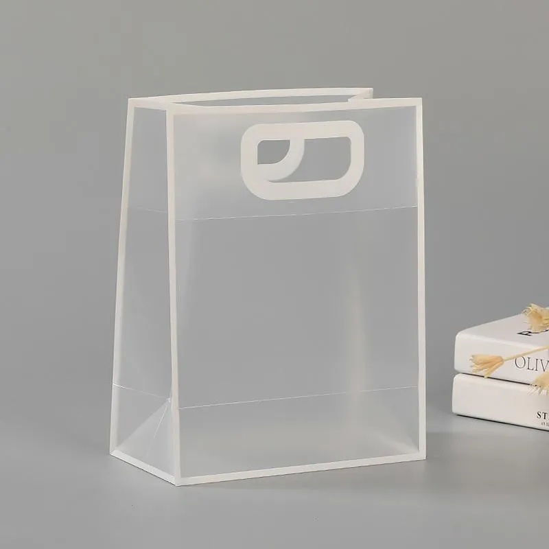 25pcs Transparent Frosted PVC Tote Bags Clear Plastic Gift and Clothing Bags