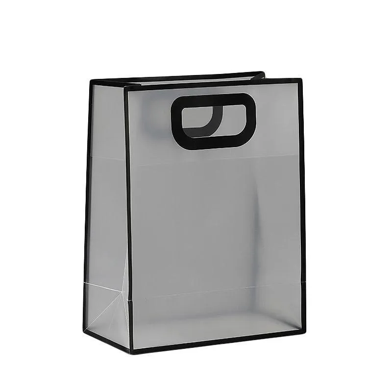 25pcs Transparent Frosted PVC Tote Bags Clear Plastic Gift and Clothing Bags