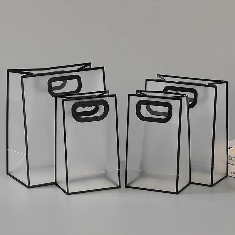 25pcs Transparent Frosted PVC Tote Bags Clear Plastic Gift and Clothing Bags