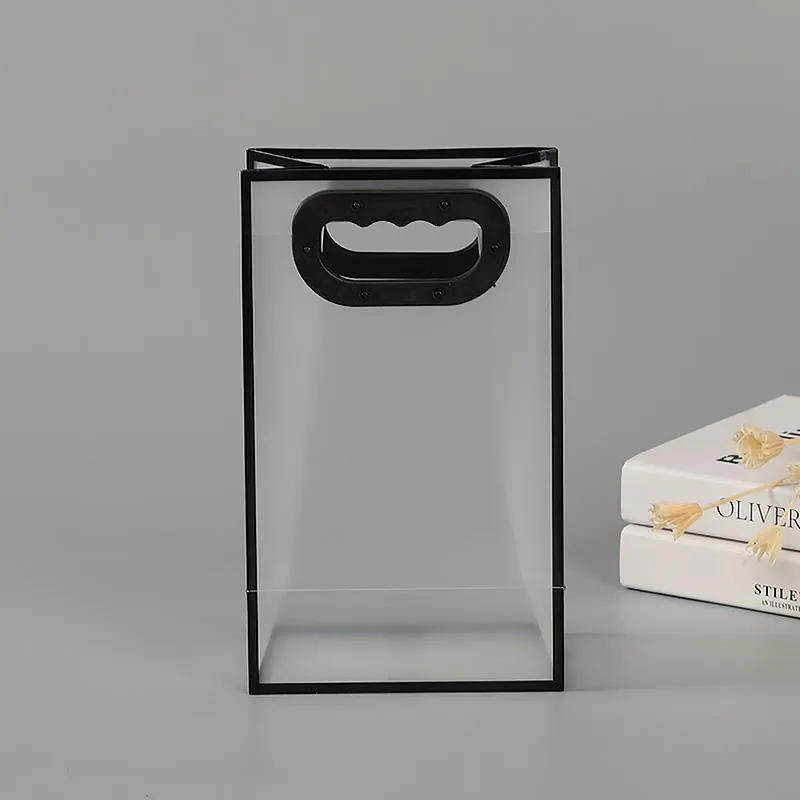 25pcs Transparent Frosted PVC Tote Bags Clear Plastic Gift and Clothing Bags