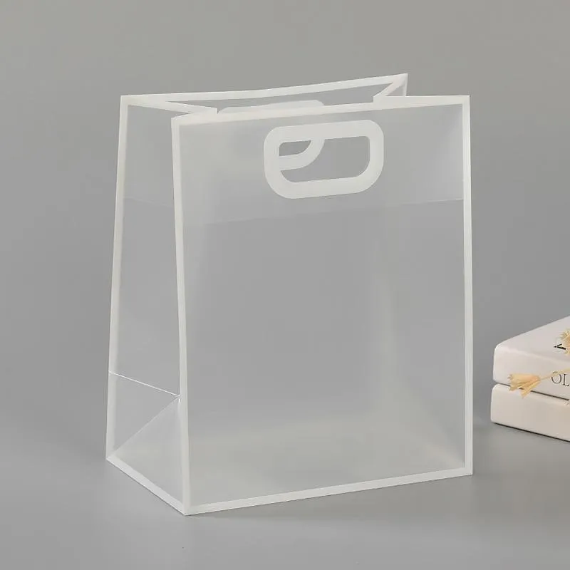 25pcs Transparent Frosted PVC Tote Bags Clear Plastic Gift and Clothing Bags