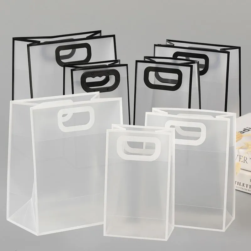 25pcs Transparent Frosted PVC Tote Bags Clear Plastic Gift and Clothing Bags