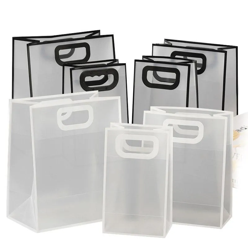 25pcs Transparent Frosted PVC Tote Bags Clear Plastic Gift and Clothing Bags