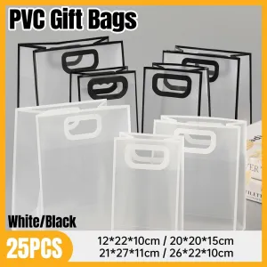 25pcs Transparent Frosted PVC Tote Bags Clear Plastic Gift and Clothing Bags