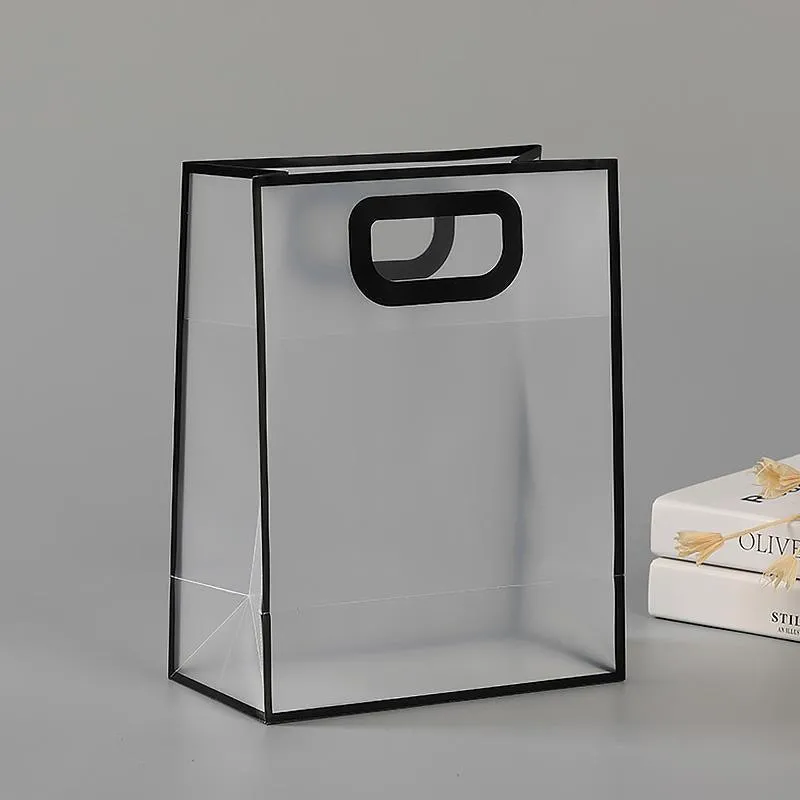25pcs Transparent Frosted PVC Tote Bags Clear Plastic Gift and Clothing Bags