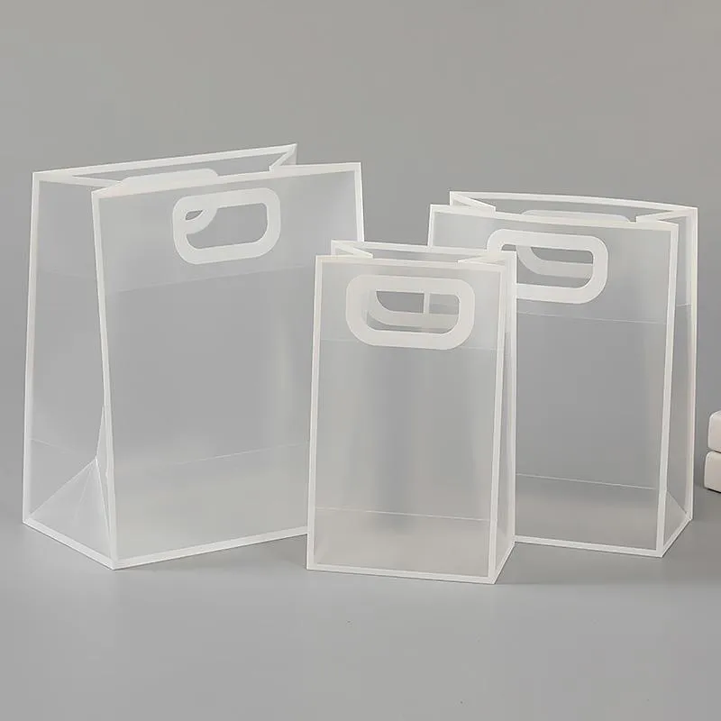 25pcs Transparent Frosted PVC Tote Bags Clear Plastic Gift and Clothing Bags