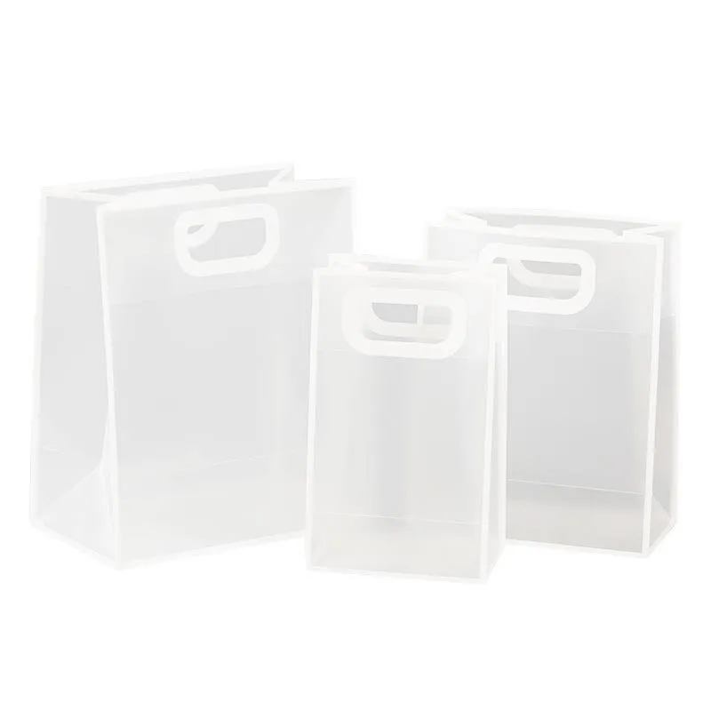 25pcs Transparent Frosted PVC Tote Bags Clear Plastic Gift and Clothing Bags