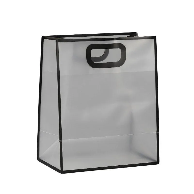 25pcs Transparent Frosted PVC Tote Bags Clear Plastic Gift and Clothing Bags