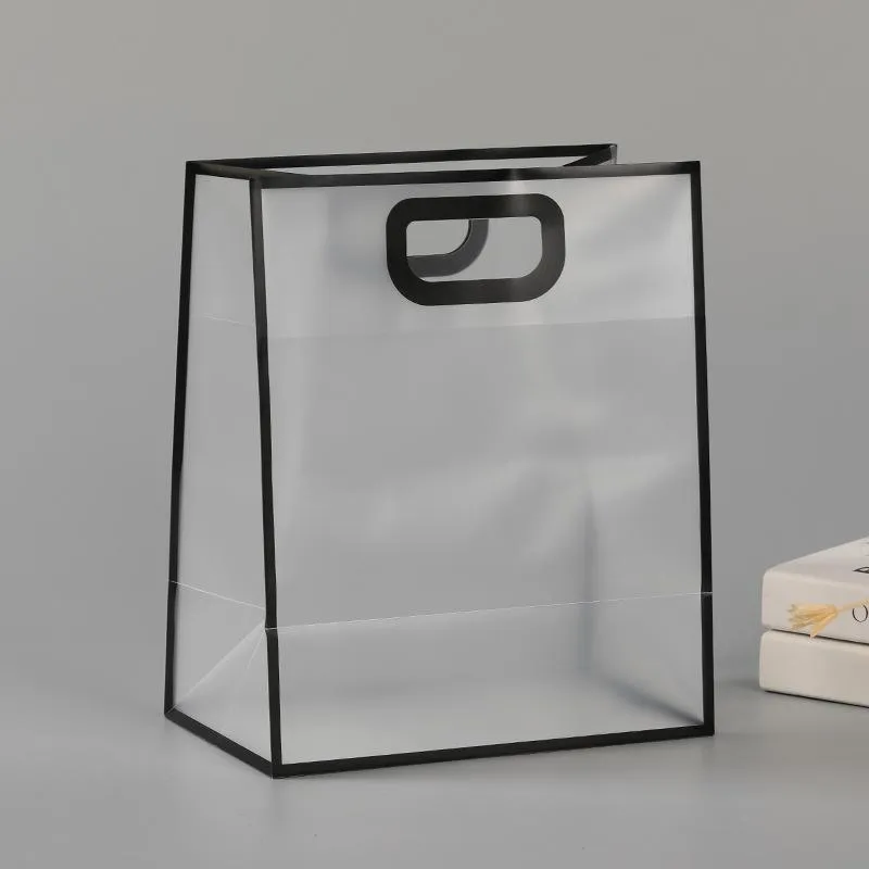 25pcs Transparent Frosted PVC Tote Bags Clear Plastic Gift and Clothing Bags