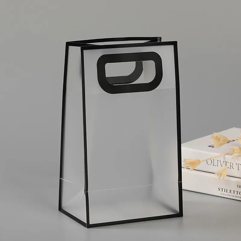 25pcs Transparent Frosted PVC Tote Bags Clear Plastic Gift and Clothing Bags
