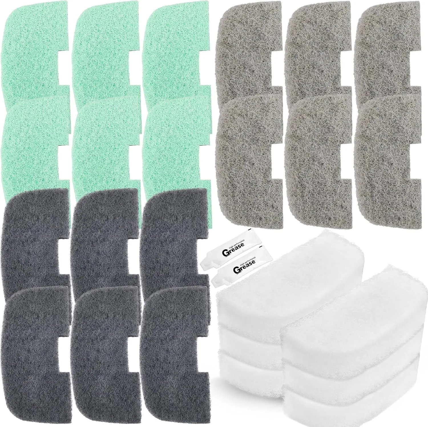 28 Pcs Canister Filter Compatible with Fluval 106/107/206/207, Quick-Clear Water Polishing Pad, Ammonia/Phosphate/Nitrite Remover Pads, Silicone Lube for Replacement Filter Media Kit