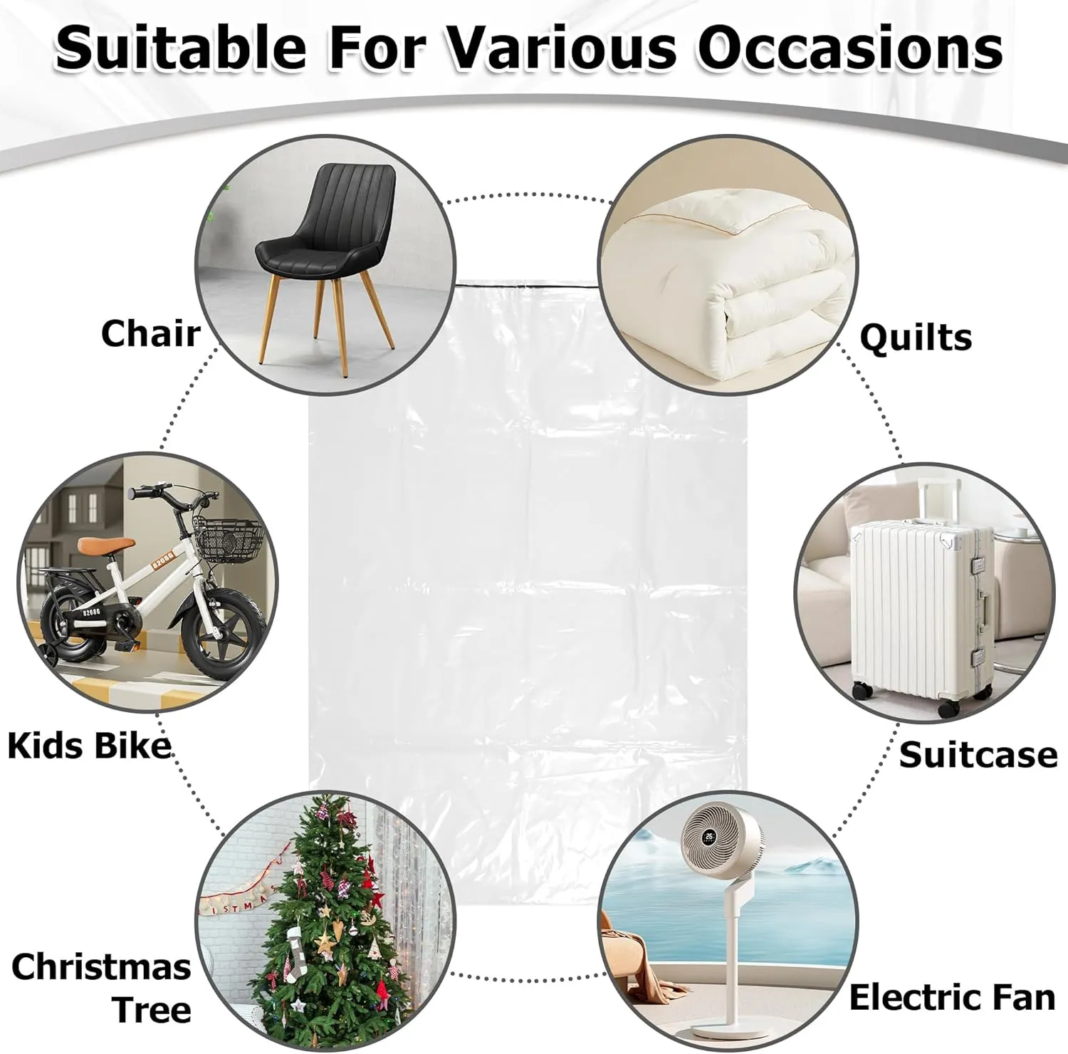 28 x 40 inches Extra Large Clear Drawstring Plastic Storage Bags, Multi-Purpose for Storage and Household Organizing Reusable Bags, Perfect for DustProof, MoistureProof (5 Pack, 4.72 Mil, Flat)