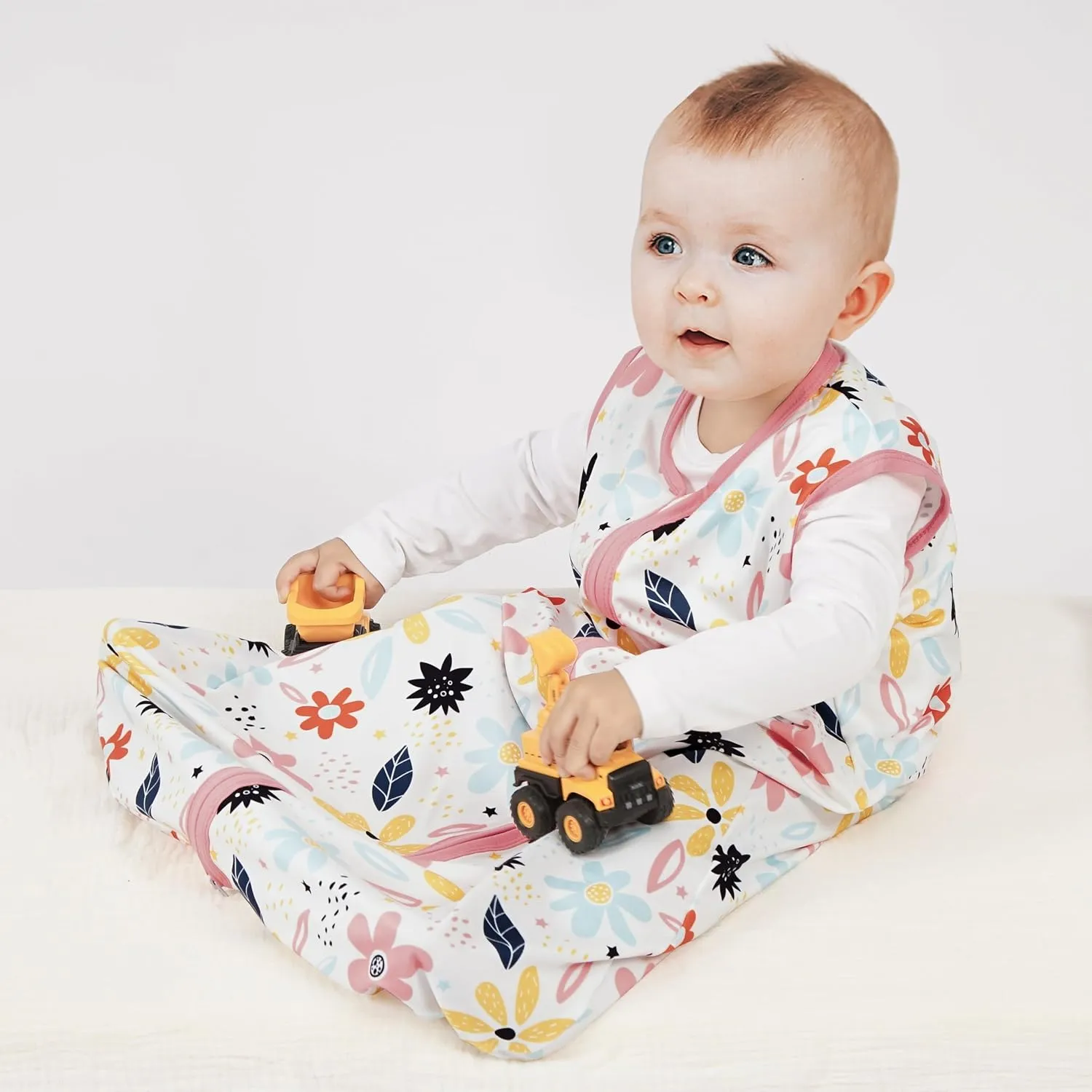 3 Pack Baby Sleep Sack 0-6 Months 100% Rayon Cotton Baby Sleeping Bag 2-Way Zipper Toddler Wearable Blankets Comfy Stretchy Lightweight TOG 0.3 （Heart&Pink&Floral）