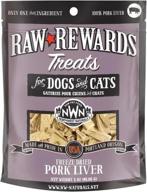 (3 Pack) Northwest Naturals Raw Rewards Freeze Dried Liver Treats, Pork