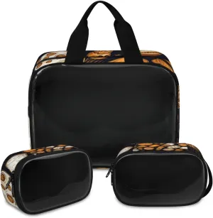 3 PCS Travel Makeup Bag Set Bread Food Translucent Cosmetic Bags Portable Toiletry Bag for Women Makeup & Skincare Storage for Travel & Daily Use