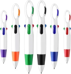 30 Pack Retractable Shuttle Pens, 1.0mm 4-in-1 Multicolor Ballpoint Pens with Carabiner Clip on Top for Office School Supplies Adults Students Party Favor Gifts (4 colors)
