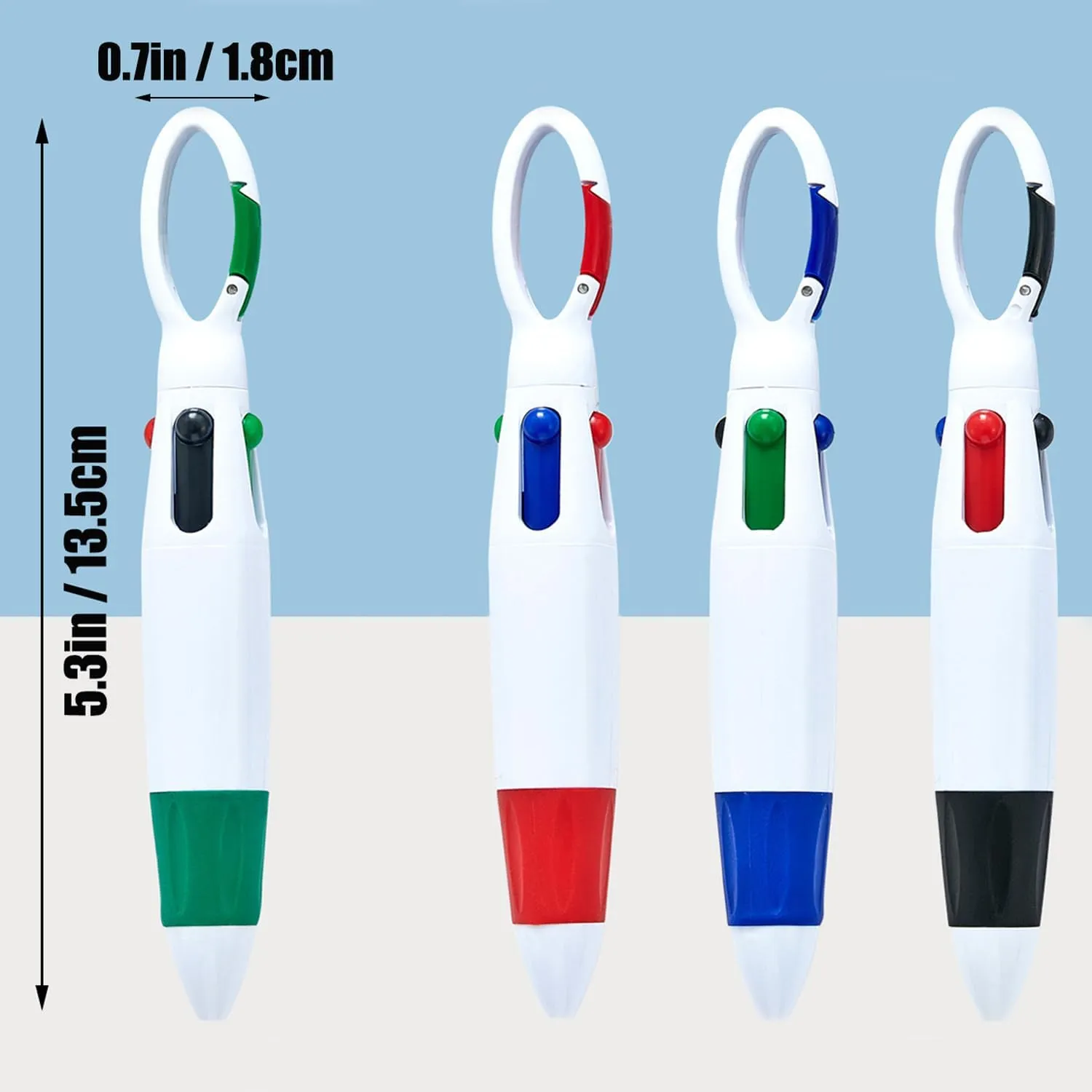 30 Pack Retractable Shuttle Pens, 1.0mm 4-in-1 Multicolor Ballpoint Pens with Carabiner Clip on Top for Office School Supplies Adults Students Party Favor Gifts (4 colors)