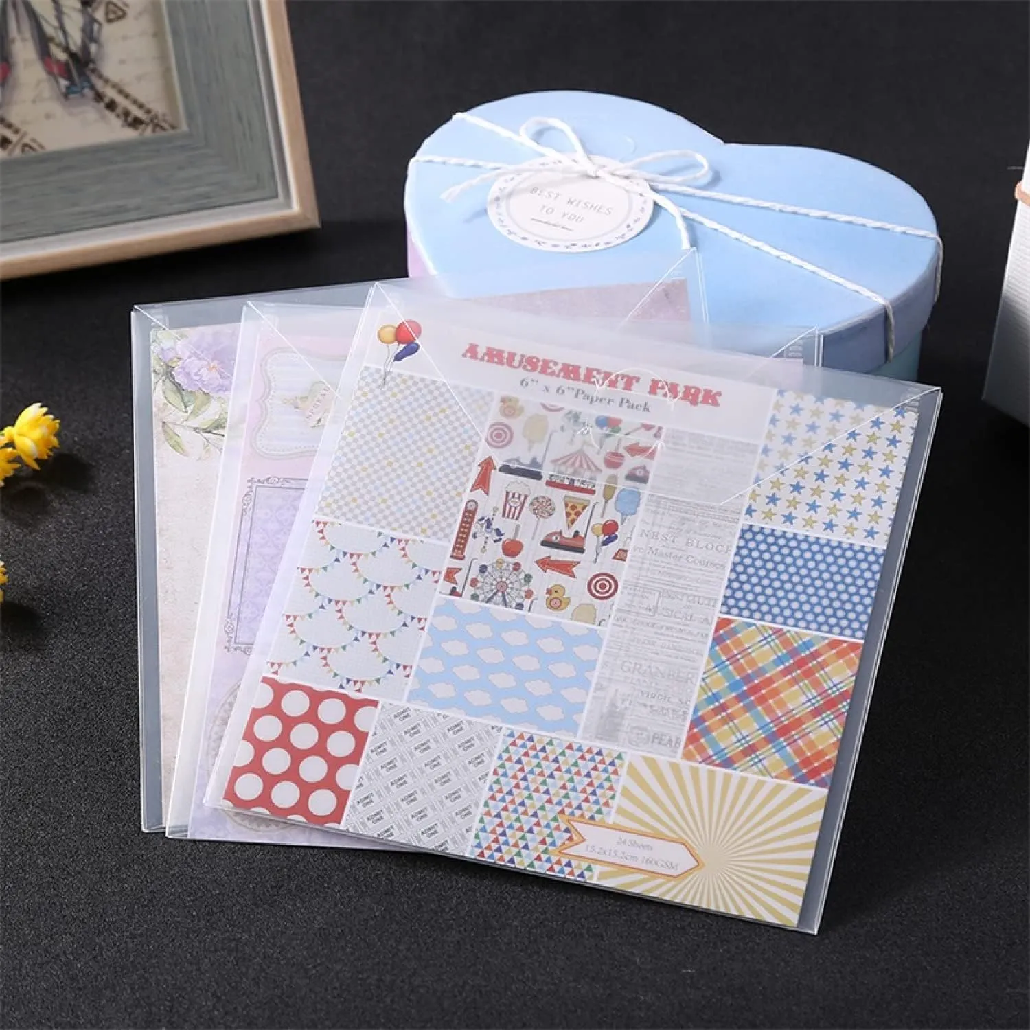 30 Pieces Clear Die & Stamp Plastic Storage Bag, Resealable Large Envelope Pocket for DIY Scrapbooking Paper Card Craft Making and Cutting Dies Stencil (6.4"x6.4")