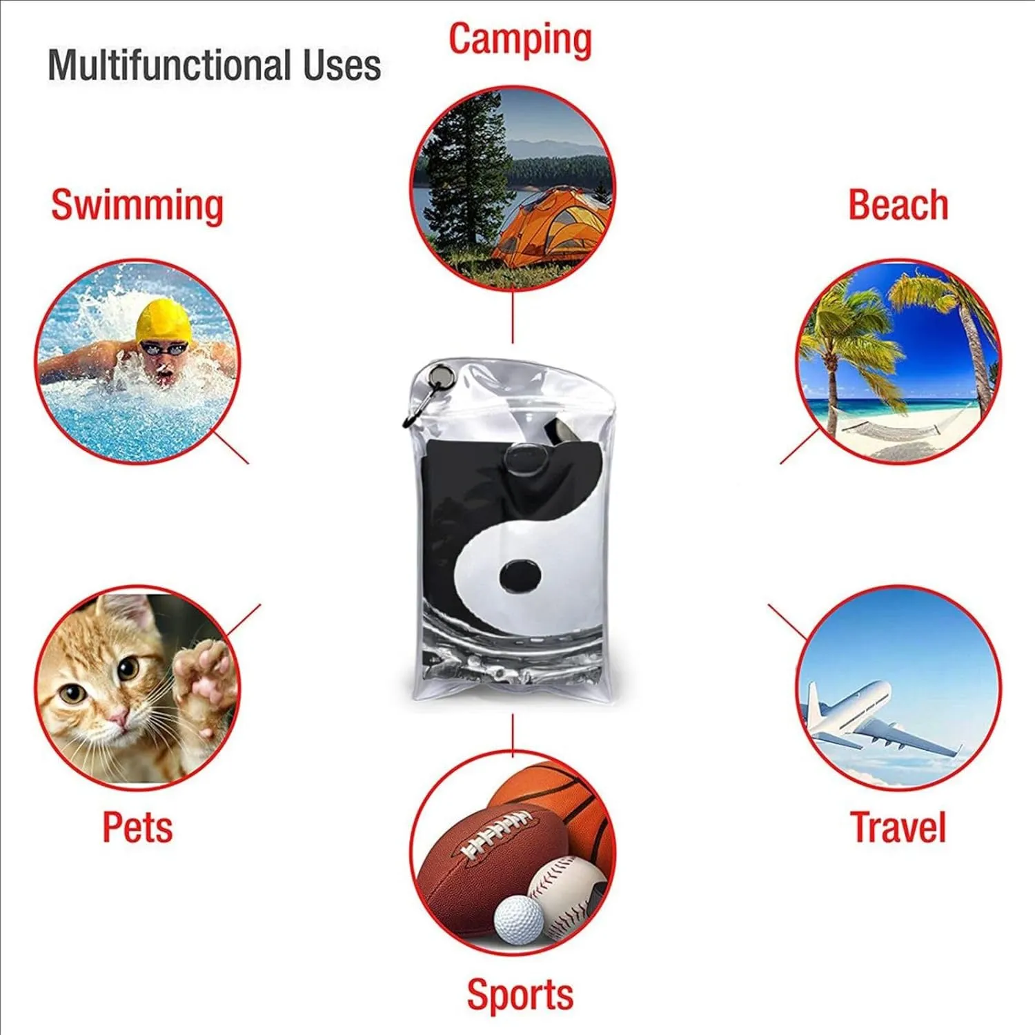 31.5"x63" Microfiber Soft Pool Towel, Beach Towel Quick Dry Towel for Bathroom,Pool,gym,travel,beach - Ying Yang Diagram