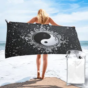 31.5"x63" Microfiber Soft Pool Towel, Beach Towel Quick Dry Towel for Bathroom,Pool,gym,travel,beach - Ying Yang Diagram