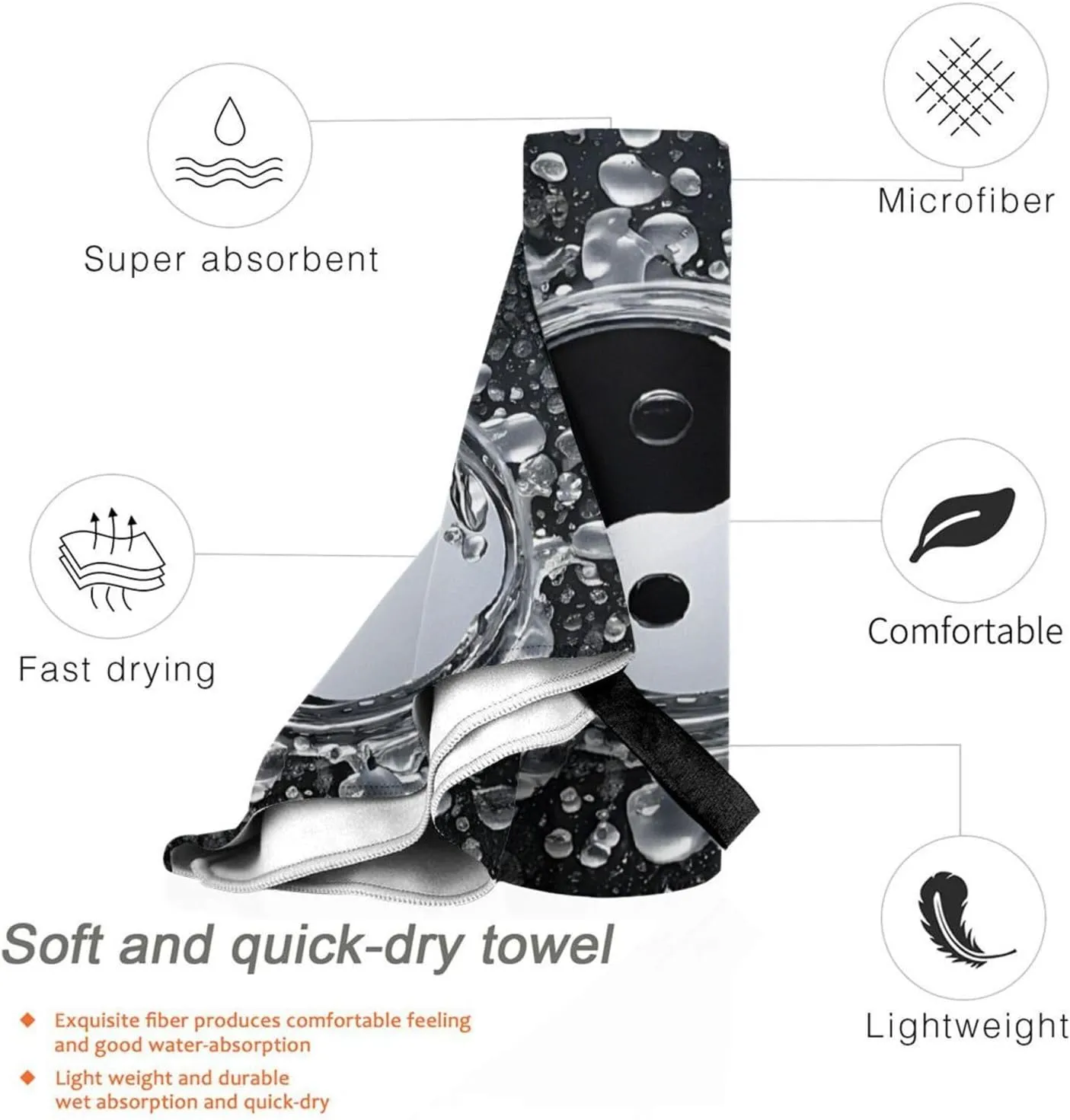 31.5"x63" Microfiber Soft Pool Towel, Beach Towel Quick Dry Towel for Bathroom,Pool,gym,travel,beach - Ying Yang Diagram