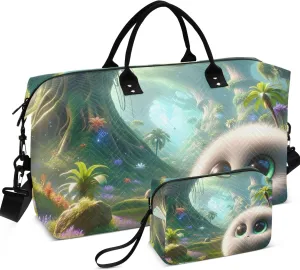 3D Animation Fluffy Creature Duffel Bags for Traveling Toiletry Bag Set of 2, Print Women Tote Gym Bag Weekend Bag Duffel