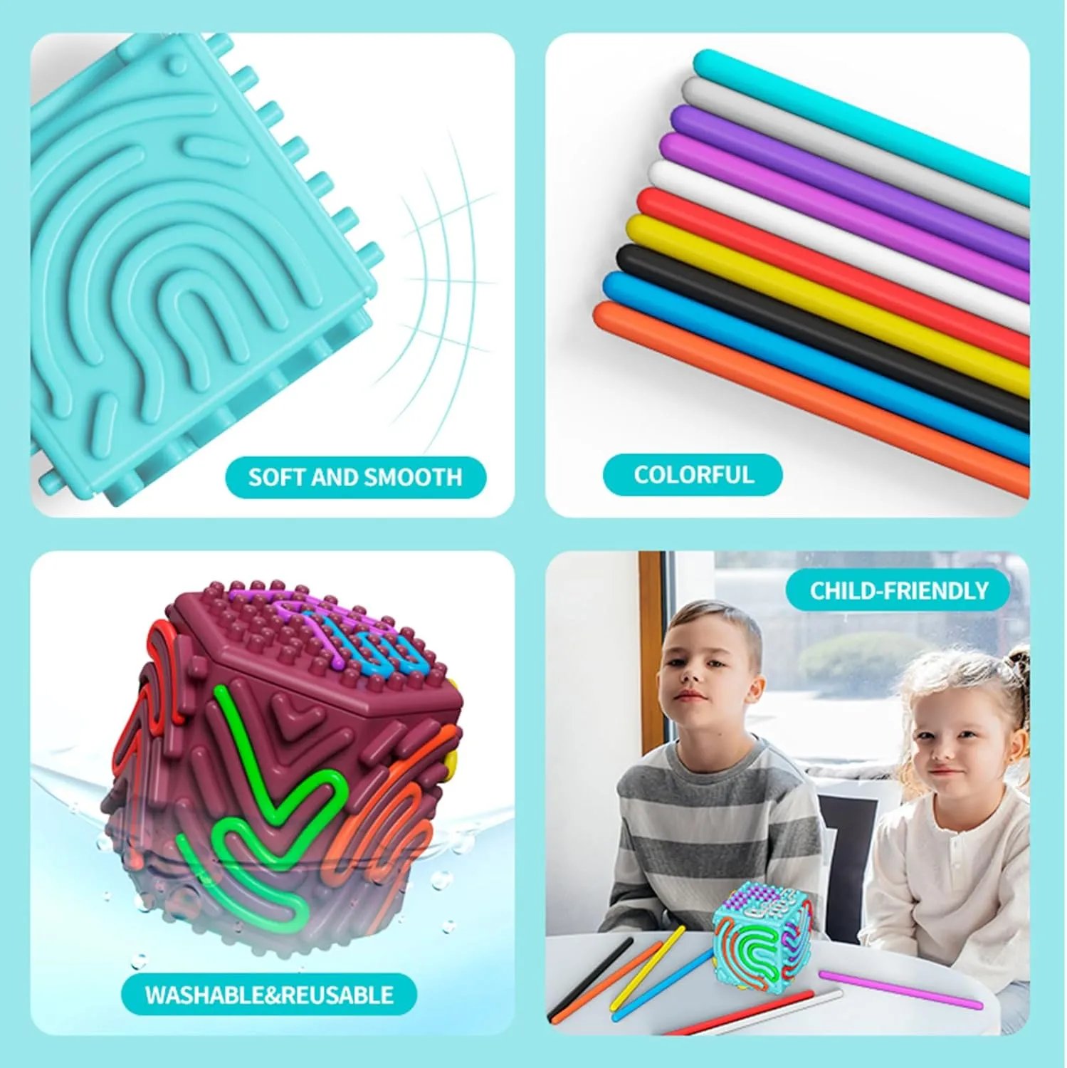 3D Silicone Sensory Activity Board, Fidget Cube Toys for Autism Anxiety Relief, Push and Peel Calm Down Toy for Travel, Stress & ADHD, Sensory Toys for Kids with Autism & Adults
