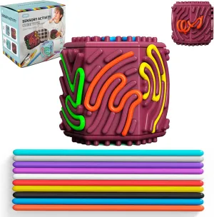 3D Silicone Sensory Activity Board, Fidget Cube Toys for Autism Anxiety Relief, Push and Peel Calm Down Toy for Travel, Stress & ADHD, Sensory Toys for Kids with Autism & Adults