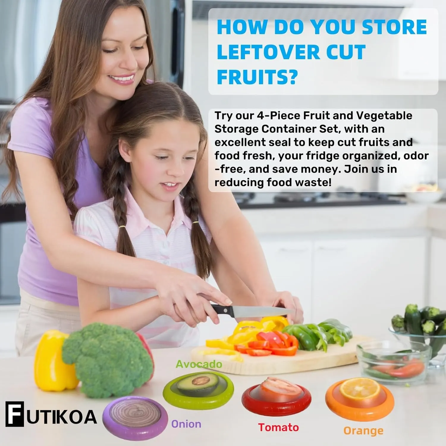4 Pack Reusable Silicone Food Storage Containers - Avocado Saver & Onion Storage, BPA-Free, Fruit and Vegetable Anti-Oxidation Storage Box, Prevent Flavor Mixing, Fresh Pod for Fridge, Keep Fresh
