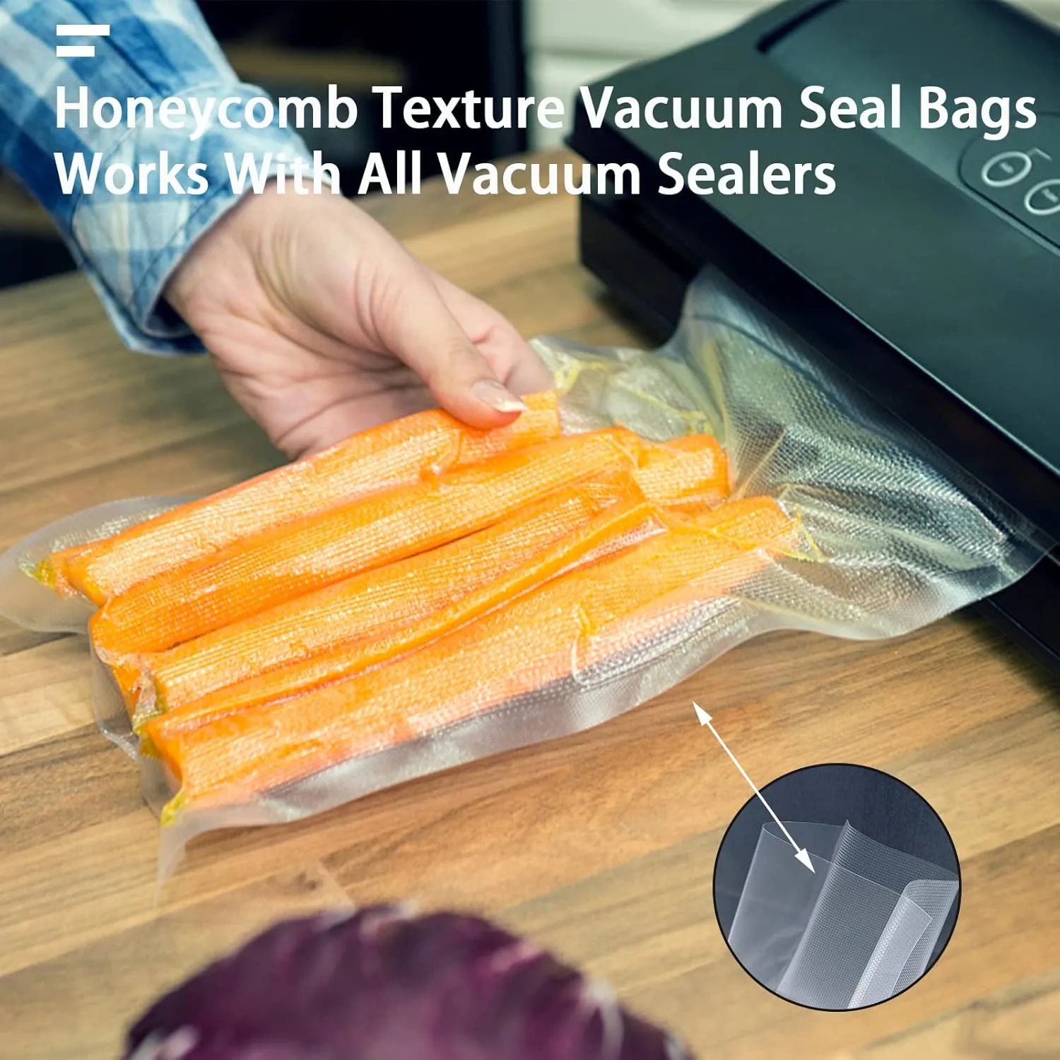 4.7" x 7.8" Vacuum Sealer Bags,Heavy Duty Pre-Cut Design Commercial Grade Food Sealable Bag for Heat Seal Food Storage,Smell Proof Bags Boilsafe to 280°F Freezable, Resizable,Reuseable (100Pcs)