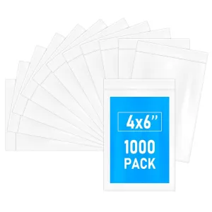 4" x 6" (1000pcs) 4 Mil Clear Reclosable Bags, Heavy Duty Small Plastic Clear Reclosable Poly Durable Zipper Bags
