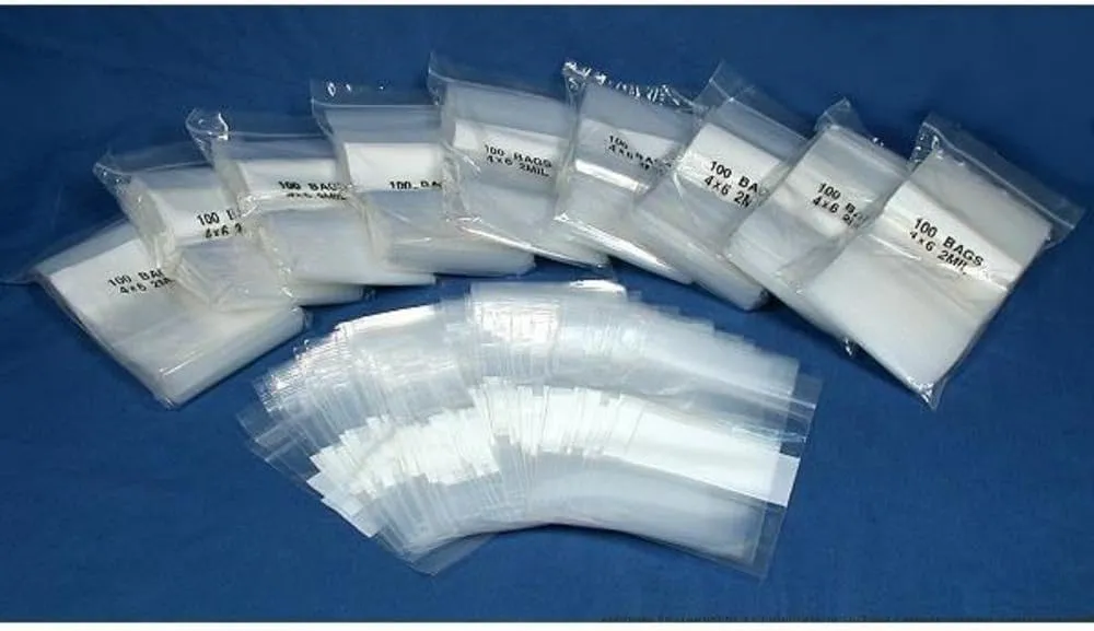 4" x 6" White Block Reclosable Resealable Polly Zipper Bags (Qty=1000)