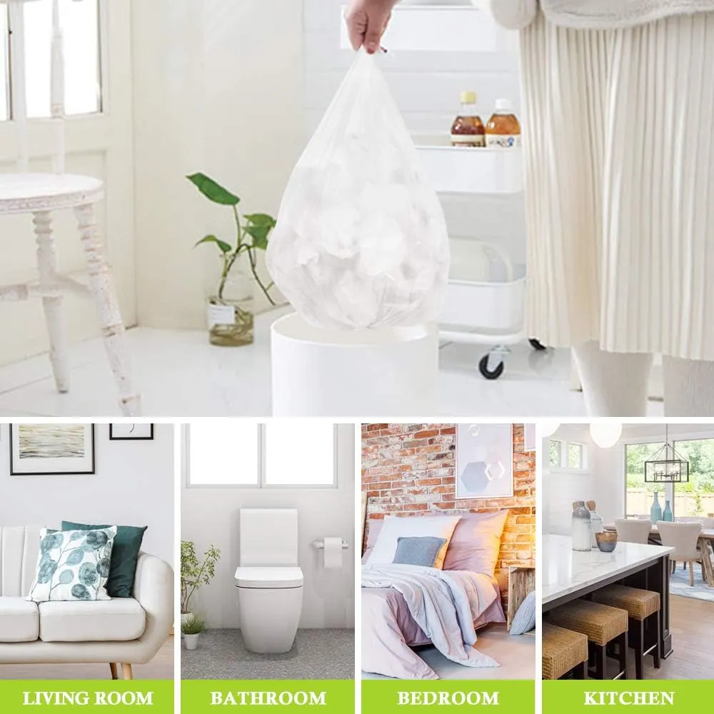 5 Gallon 180 Counts (fit 4.5-5.3 Gal) Small Strong Trash Bags Garbage Bags by RayPard, 18-20 Liter trash Bin Liners for Home Office Kitchen Bathroom Bedroom, 5 Gallon Bucket Liner, Clear