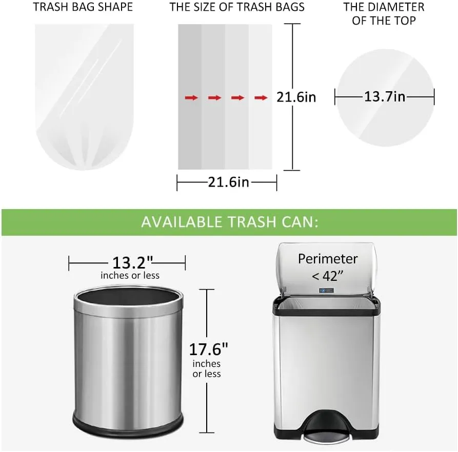 5 Gallon 180 Counts (fit 4.5-5.3 Gal) Small Strong Trash Bags Garbage Bags by RayPard, 18-20 Liter trash Bin Liners for Home Office Kitchen Bathroom Bedroom, 5 Gallon Bucket Liner, Clear