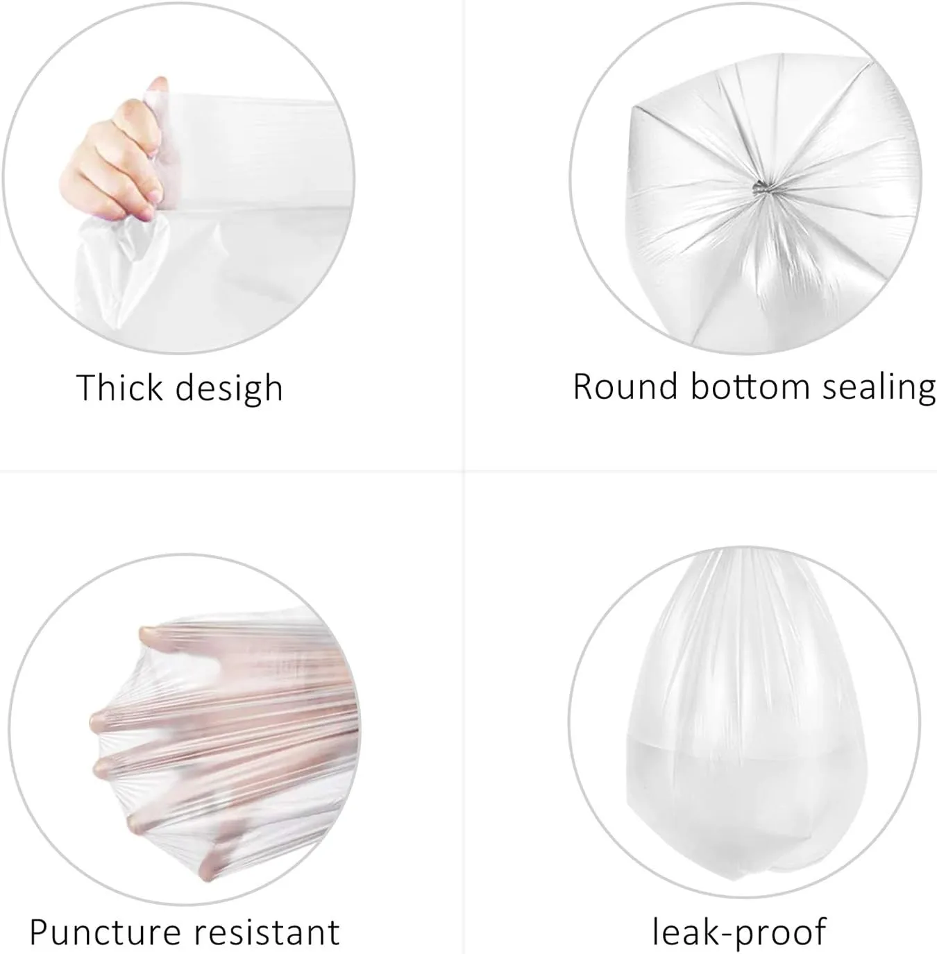 5 Gallon 180 Counts (fit 4.5-5.3 Gal) Small Strong Trash Bags Garbage Bags by RayPard, 18-20 Liter trash Bin Liners for Home Office Kitchen Bathroom Bedroom, 5 Gallon Bucket Liner, Clear