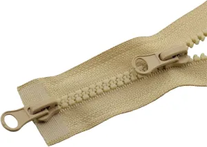 5# Khaki Open-end Double Slider Length Zipper Resin Zipper Down Jacket Overcoat Zipper Clothing Accessories, 120cm