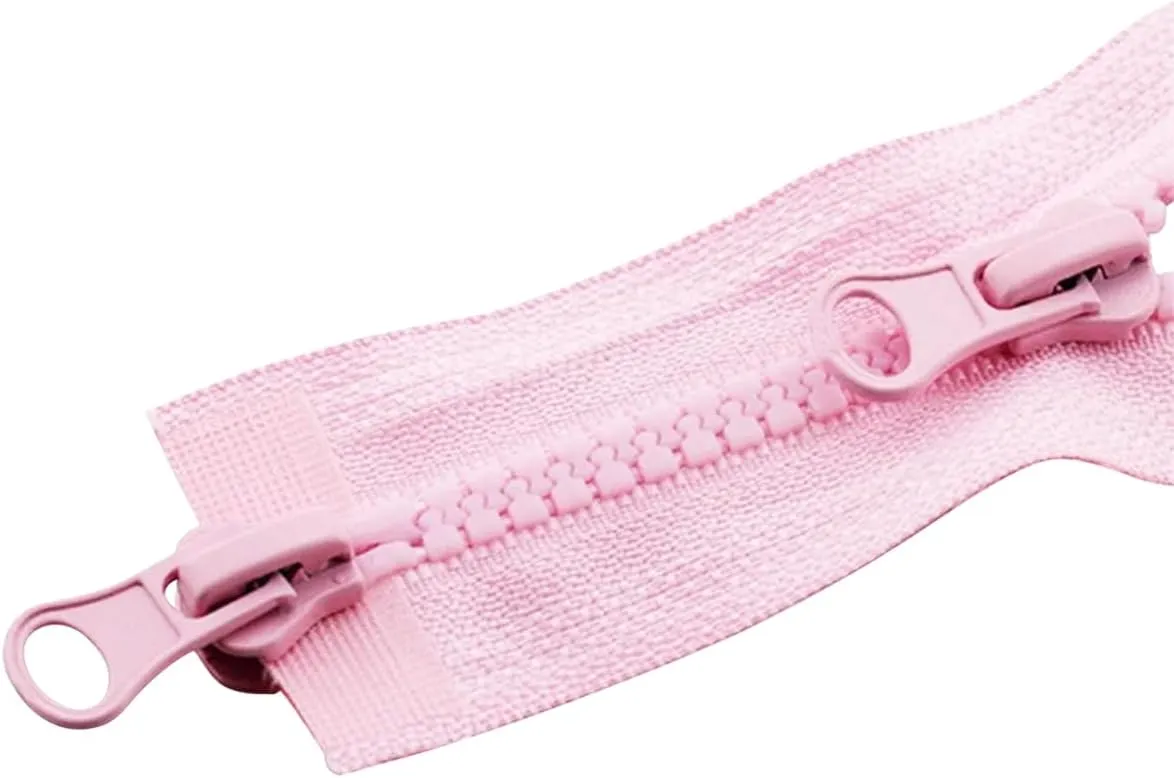 5# Pink Open-end Double Slider Length Zipper Resin Zipper Down Jacket Overcoat Zipper Clothing Accessories, 120cm