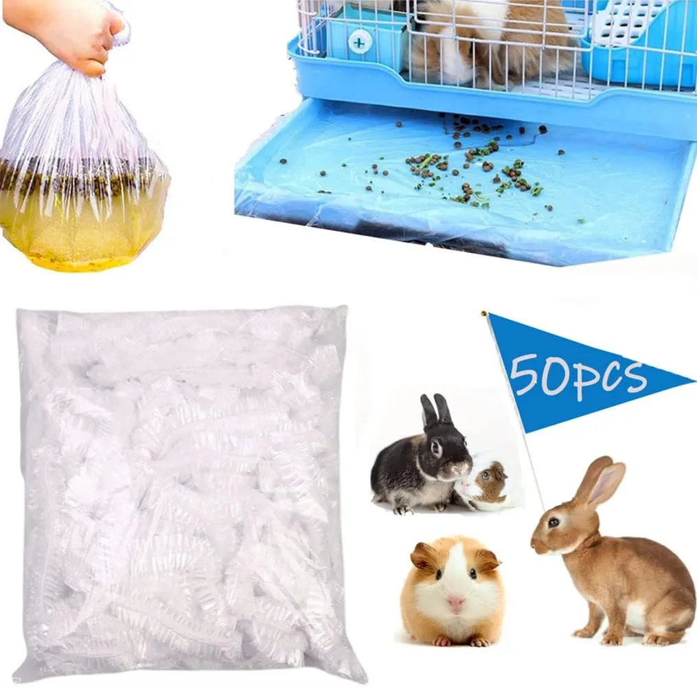 50 Pcs Disposable Rabbit Cage Liners, Plastic Liner for Bunny Rabbit pan Liners Large Size 27.5" X 19.7", Guinea Pig Cage Liner Bag Leak Proof Small Animals Bedding cage Liners Toilet Film