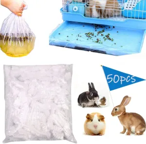 50 Pcs Disposable Rabbit Cage Liners, Plastic Liner for Bunny Rabbit pan Liners Large Size 27.5" X 19.7", Guinea Pig Cage Liner Bag Leak Proof Small Animals Bedding cage Liners Toilet Film
