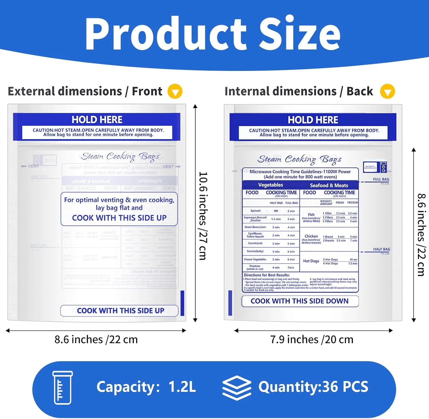 50 Pcs Microwave Steamer Bags 7.9 X 8.6 Inch Zipper Steam Cooking Bags Reusable Microwave Cooking Bag for Vegetables Potatoes and Meat (50)
