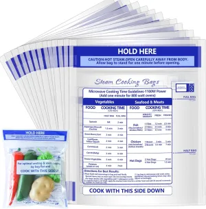 50 Pcs Microwave Steamer Bags 7.9 X 8.6 Inch Zipper Steam Cooking Bags Reusable Microwave Cooking Bag for Vegetables Potatoes and Meat (50)