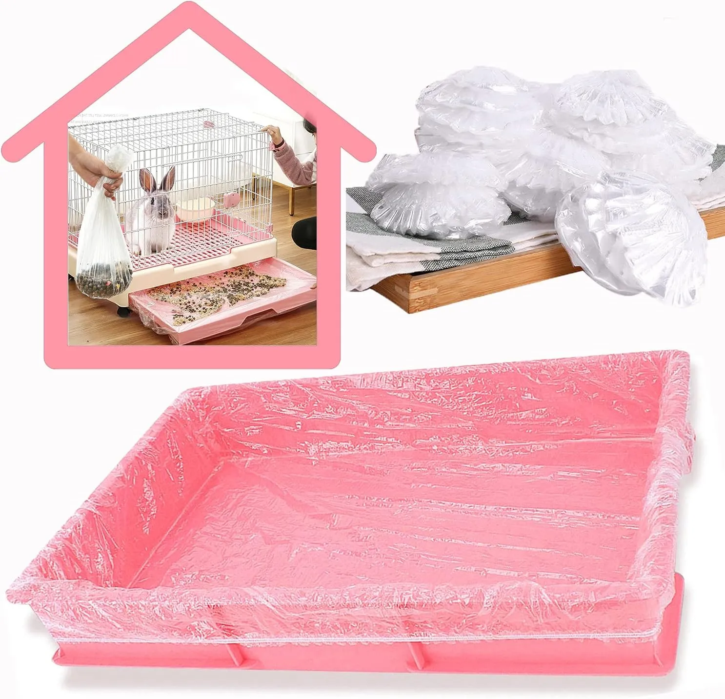 50 x Disposable Cage Liners for Small Animals Cage Liners Guinea Pig Rabbits Bedding Waste & Litter Pan Bags, Plastic Bunny Cage Mat Film to Replace Diapers for Birds Rabbit Hamster Hedgehog Rats