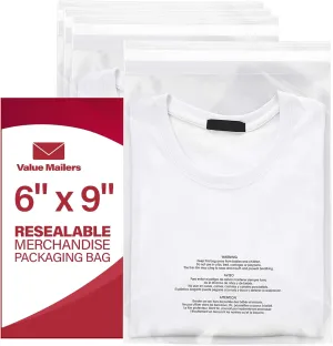500 6x9 Suffocation Warning Self Seal Flap Tape Clear ValueMailers Poly Bags Cello Cellophane Polypropylene OPP Bags 1.5 MIL