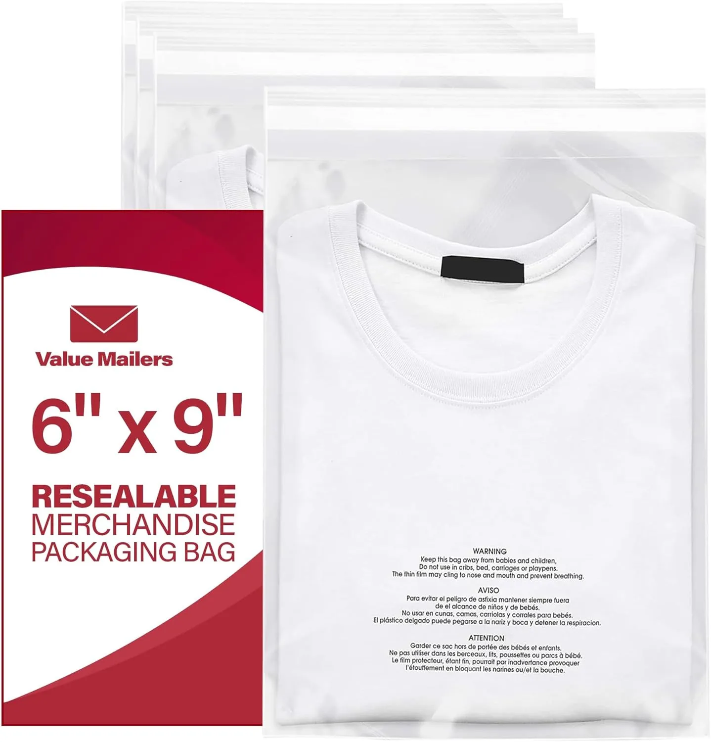 500 6x9 Suffocation Warning Self Seal Flap Tape Clear ValueMailers Poly Bags Cello Cellophane Polypropylene OPP Bags 1.5 MIL