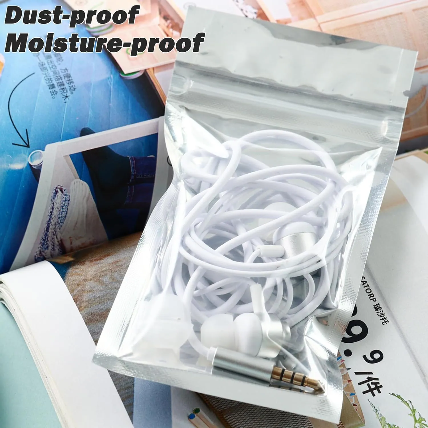 500-Pack Reclosable Small Mylar Bags for Food Storage 3.3" x 5.5" Ziplock Pouch Bags Bulk Resealable Smell Proof Aluminum Silver Foil Bag with Clear Window Kitchen Storage Organizer Edible Packaging