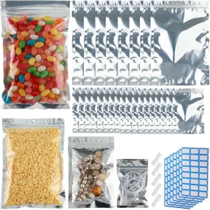 500-Pack Reclosable Small Mylar Bags for Food Storage 3.3" x 5.5" Ziplock Pouch Bags Bulk Resealable Smell Proof Aluminum Silver Foil Bag with Clear Window Kitchen Storage Organizer Edible Packaging