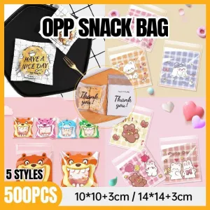 500 Pack Self Adhesive Cookie Packaging Bags Vibrant Designs OPP Material