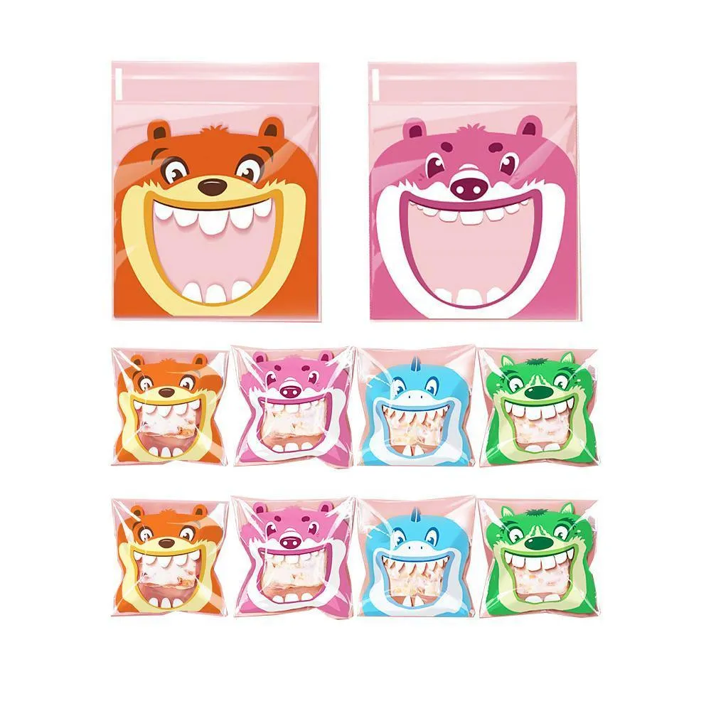 500 Pack Self Adhesive Cookie Packaging Bags Vibrant Designs OPP Material