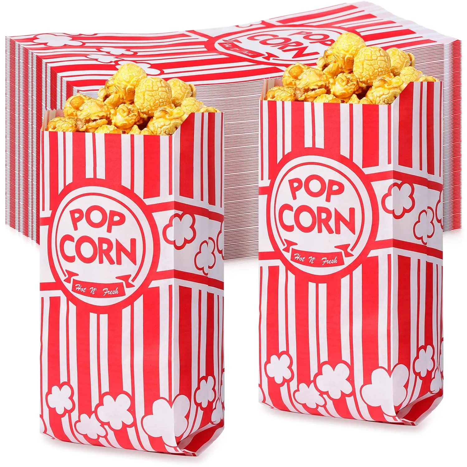 500 Pcs Popcorn Bags 2 Oz Bulk Popcorn Holders Grease Tear Resistant Disposable Treat Bags for Carnival Movie Night Birthday Party Favors Home Business Supply